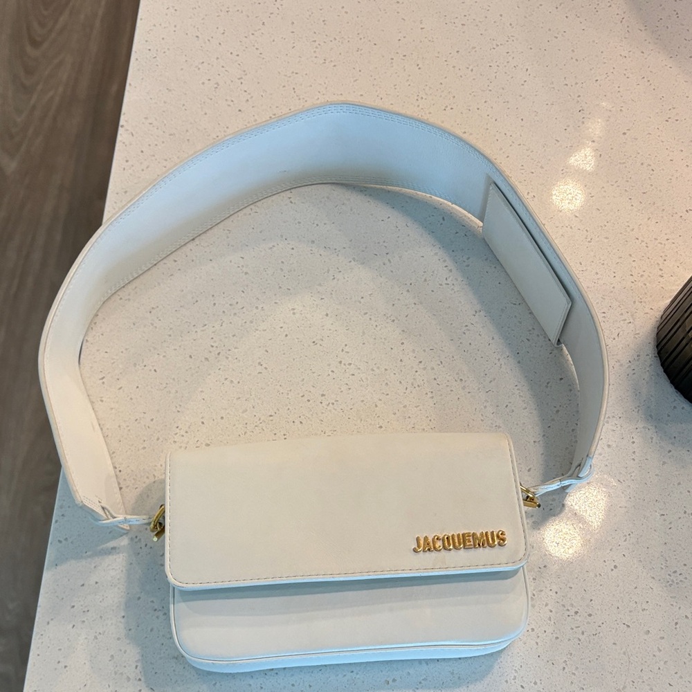Jacquemus Cream Crossbody Bag with Gold Accents